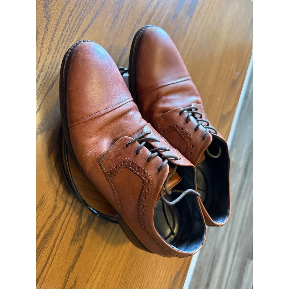 Cole Haan Men Grand.OS British Tan Leather Cap Toe Brogue Oxford C28882 Size 8.5